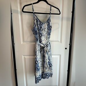 Navy and White Snake Print Dress
